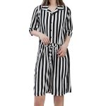 Women's Vintage Vertical Striped Short Sleeve and Shorts Jumpsuit