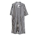 Women's Vintage Vertical Striped Short Sleeve and Shorts Jumpsuit