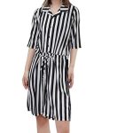 Women's Vintage Vertical Striped Short Sleeve and Shorts Jumpsuit