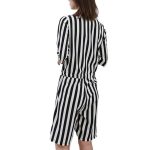 Women's Vintage Vertical Striped Short Sleeve and Shorts Jumpsuit