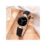 Women's WatchWatch + BraceletLeather Strap Casual Ladies Watch + Bracelet