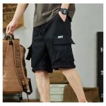 XinbaX Working Shorts Men's Summer Loose Version Multi-pocket Trendy Casual Outfit Sports Centre Pants Men Short Homme