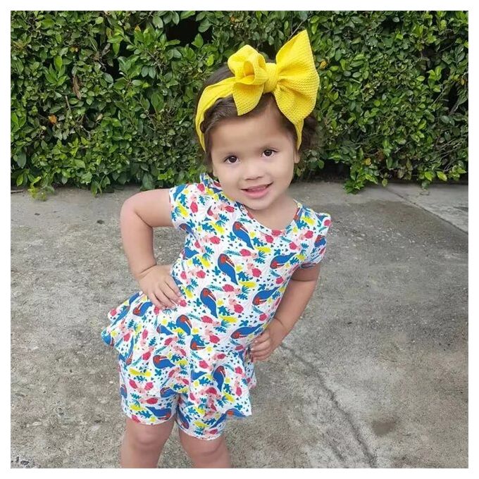 Yellow Baby Big Bow Headwrap Turban Knotted Hair Bows Head Band Stretchy
