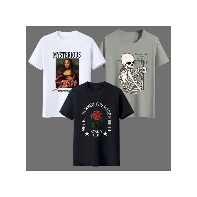 Yixin [3 Pieces] Men's Shirt Short Sleeve T-shirt Half Sleeve 1102