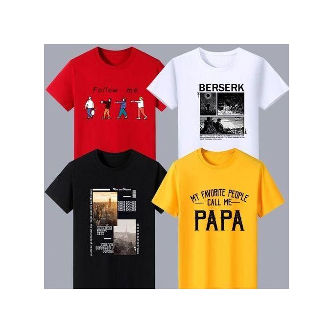 Yixin [4 Pieces] Men's Shirt Short Sleeve T-shirt Half Sleeve 1106