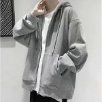 Zipper Jacket Men's Fall Winter Hoodie with Drawstring Pockets Zip-up Long Sleeves Hooded Cardigan for Daily Wear Plus Size