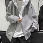 Zipper Jacket Men's Fall Winter Hoodie with Drawstring Pockets Zip-up Long Sleeves Hooded Cardigan for Daily Wear Plus Size