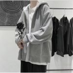 Zipper Jacket Men's Fall Winter Hoodie with Drawstring Pockets Zip-up Long Sleeves Hooded Cardigan for Daily Wear Plus Size