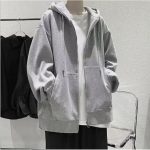 Zipper Jacket Men's Fall Winter Hoodie with Drawstring Pockets Zip-up Long Sleeves Hooded Cardigan for Daily Wear Plus Size