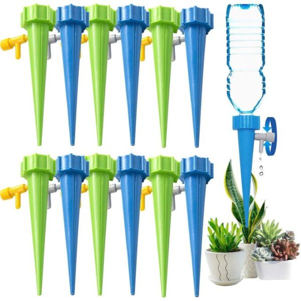 10 Pack Auto Drippers Self Plant Watering Spikes Automatic Adjustable Control Valve Switch Design