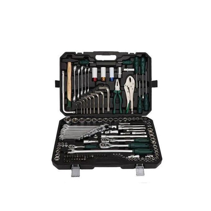 142Pc Professional 1/2 1/4" 3/8" Rachet Socket Wrench Auto Repair Tool Kit Hand Tool Box Spanner Set Socket Wrench For Car