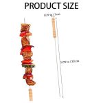 20 PCS 30 cm Stainless Steel Barbecue Skewers, Reusable BBQ Sticks with Wood Handle for BBQ Camping