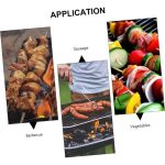 20 PCS 30 cm Stainless Steel Barbecue Skewers, Reusable BBQ Sticks with Wood Handle for BBQ Camping