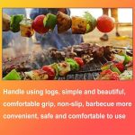 20 PCS 30 cm Stainless Steel Barbecue Skewers, Reusable BBQ Sticks with Wood Handle for BBQ Camping