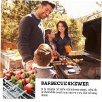 20 PCS 30 cm Stainless Steel Barbecue Skewers, Reusable BBQ Sticks with Wood Handle for BBQ Camping