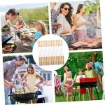 20 PCS 30 cm Stainless Steel Barbecue Skewers, Reusable BBQ Sticks with Wood Handle for BBQ Camping