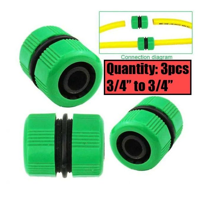 3pcs 3/4 Inch Garden Water Hose Connector Pipe Quick Joining Leaking Joiner Connector Adapter