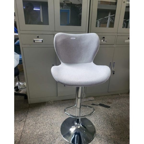 Adjustable Height Barstool with Curved Back and Chrome Base