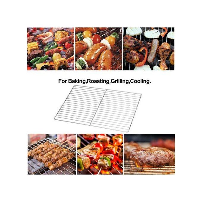 BBQ Grill Net Stainless Steel Square Barbecue Mesh Rack Grid Grate Replacement Meat Oven Grill Holder for Outdoor Camping Picnic Tool