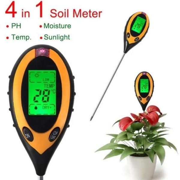 Digital Soil PH Meter 4 IN 1 (PH/Temperature/Moisture/Sunlight) Tester kit