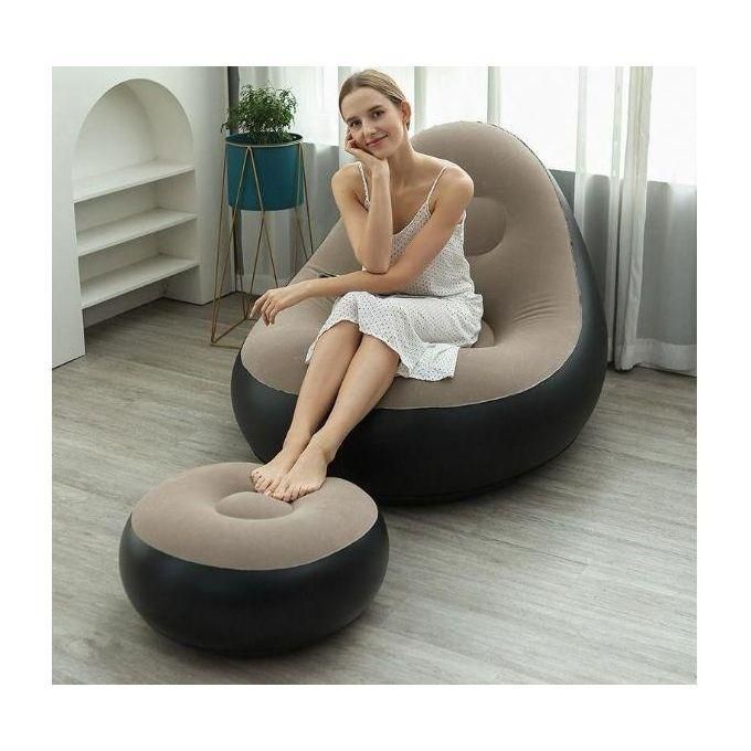 Inflatable Lazy Sofa with Foot Step comes with free pump Optional spherical outdoor Inflatable sofa PVC Plush Football Sofa Lazy Lounge Chair