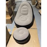 Inflatable Lounge Chair and Ottoman Set, Portable Air Sofa with Footrest, Soft Flocked Surface, USB Rechargeable with Built-in Pump, 2-Piece Set