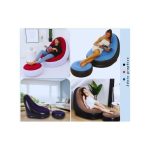 Inflatable Lounge Chair and Ottoman Set, Portable Air Sofa with Footrest, Soft Flocked Surface, USB Rechargeable with Built-in Pump, 2-Piece Set