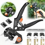 Mythco Professional Garden Tree Grafting & Pruning Tool Kit - 2-in-1 Pruner Shears with 3 Replaceable Blades for Fruit Tree Grafting and Plant Cutting
