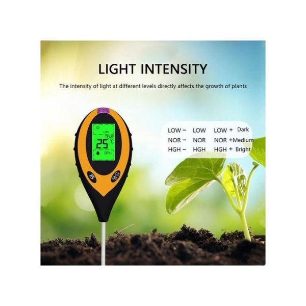 Original Source 4-in-1 Digital Soil Tester for Moisture, pH, Temperature, and Sunlight with LCD Display