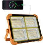 Portable LED Work Solar Light 100W With Stepless Brightness Job Site Battery Rechargeable LED Floor Light For Emergency Worklight