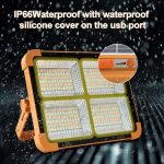 Portable LED Work Solar Light 100W With Stepless Brightness Job Site Battery Rechargeable LED Floor Light For Emergency Worklight