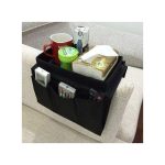 Sofa Arm Table Top Holder Organiser Tray Wooden Snowflake Table Mat Sofa Remote Holder Neutral Cloth Settee Couch Arm Rest Chairblack