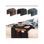Sofa Arm Table Top Holder Organiser Tray Wooden Snowflake Table Mat Sofa Remote Holder Neutral Cloth Settee Couch Arm Rest Chairblack