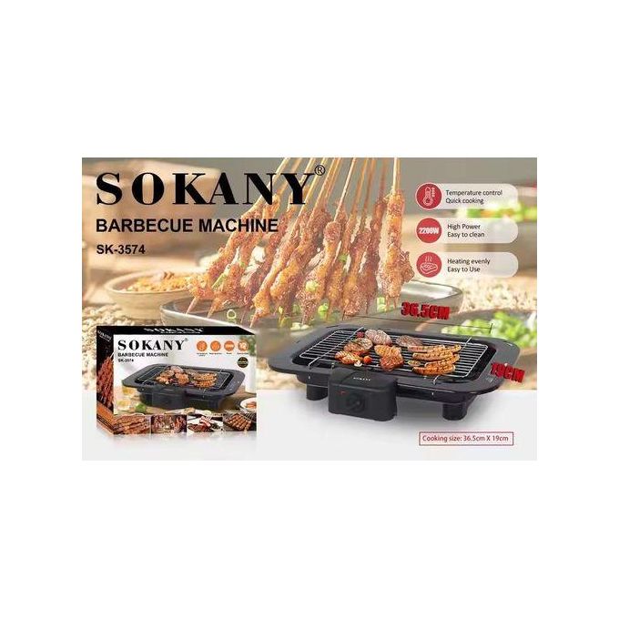 Sokany Electric Barbecue Grill 2200W - Table Grill, Auto-Thermostat Control with Overheat Protection - Space Saving, Detachable Heating Element