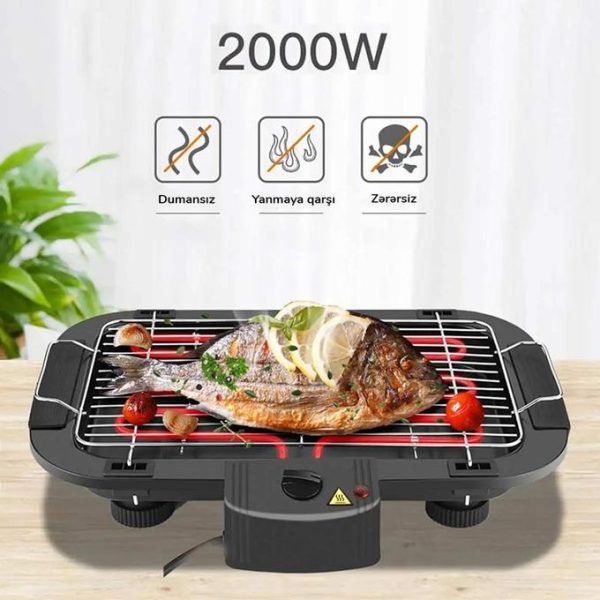 Sokany Electric BBQ Grill, Smokeless Non-Stick Indoor/Outdoor Barbecue Grill, 2000W High Power Portable Removable Stand Grill for BBQ Part