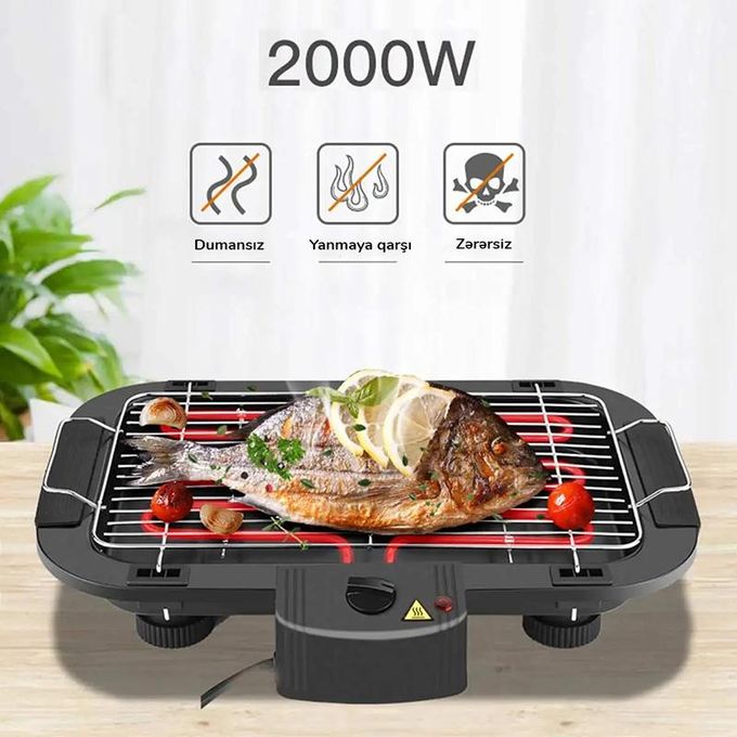 Sokany Electric BBQ Grill, Smokeless Non-Stick Indoor/Outdoor Barbecue Grill, 2000W High Power Portable Removable Stand Grill for BBQ Part