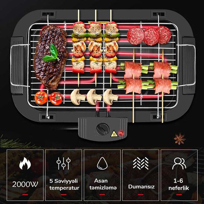 Sokany Electric Grill Smokeless Barbecue Machine 5 Level Temperature Control 2000W Electric Grill Indoor Barbecue Table