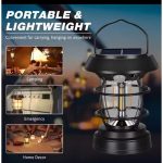 Solar sensor light,Rechargeable Solar Powered Camping Lantern with Motion Sensor, USB-C Outdoor Light for Patio & Garden, Portable Emergency LED Lantern with Dual Charging for...